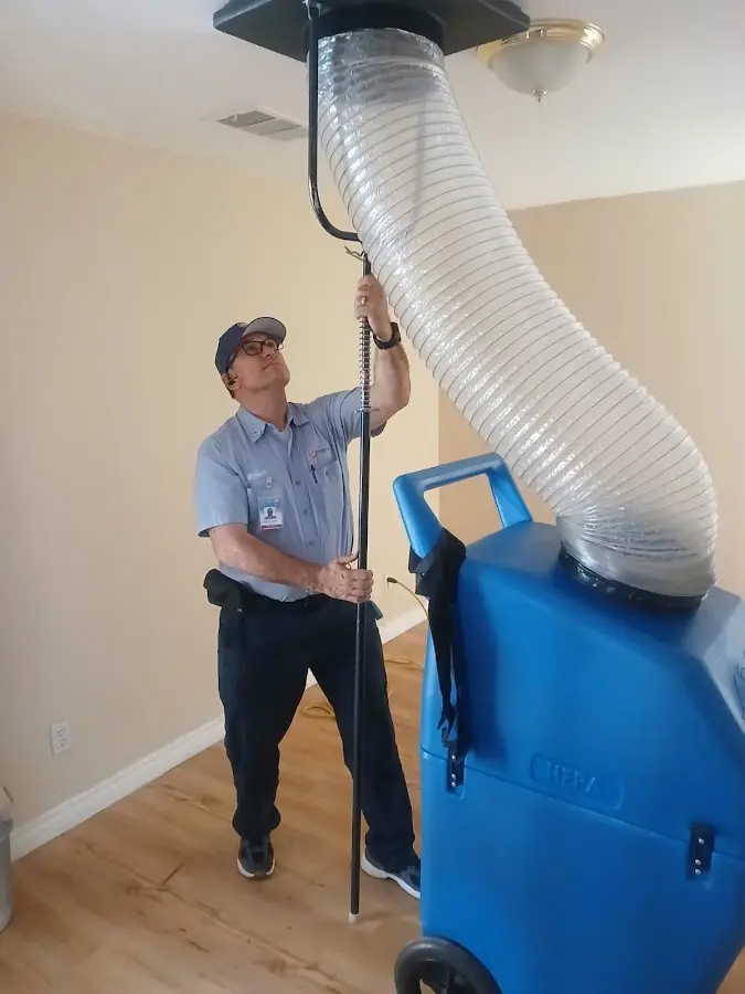 HVAC Installation technician using HEPA equipment in Galena Park